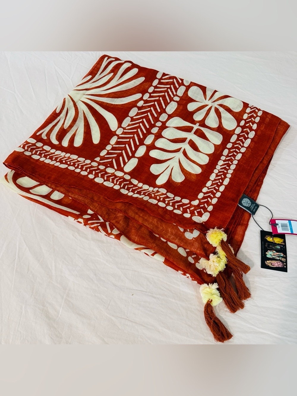Vince Camuto Rust Boho Print Pareo